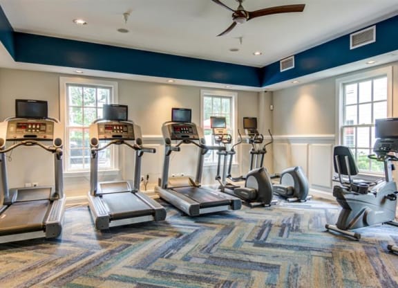 our fitness center has a variety of cardio equipment at Sterling Manor, Williamsburg, VA 23185