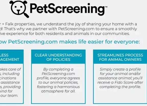 A poster explaining how PetScreening.com makes life easier for everyone.