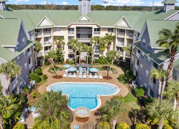 Drone View Of Pool at Coastline Apartments, Fort Walton Beach, FL  