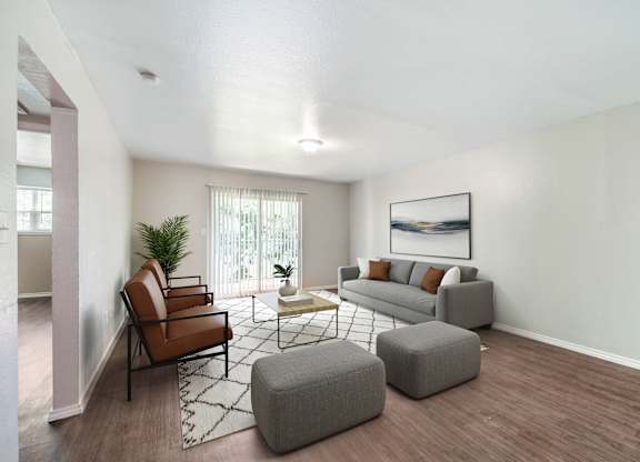 Spacious living room with modern furniture at Lumina Apartments, Texas, 75240