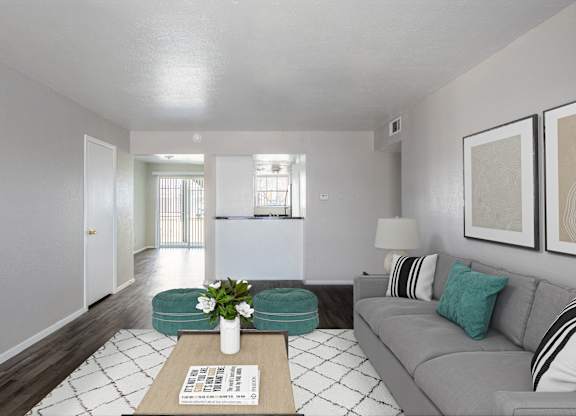 Living Room With Kitchen View at Carisma, Dallas, TX, 75240