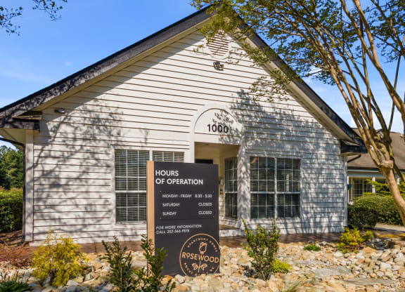 front of leasing office at Rosewood at Colony Square, North Carolina