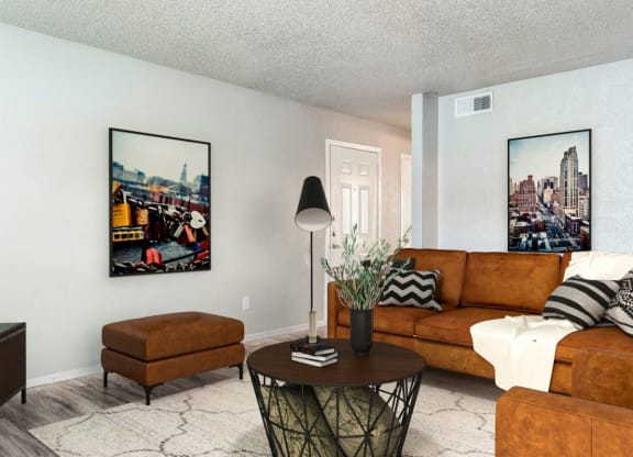 a living room with a couch and a tv  at Shadow Ridge, Arlington, Texas