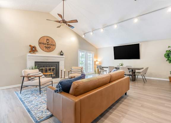 Clubroom With TV at Rosewood at Colony Square, Rocky Mount, North Carolina