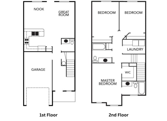 two floor plan of a house with bedrooms and a living room