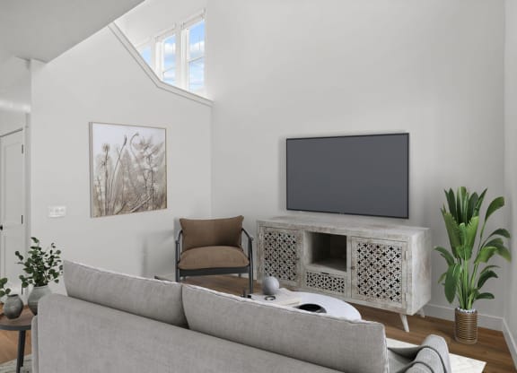 living room at Crestview at Highland townhomes in Highland, UT