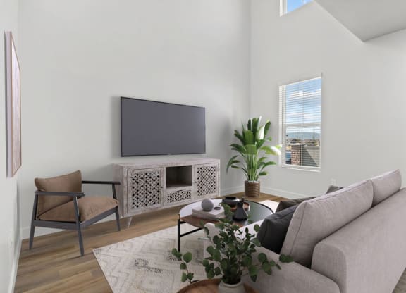 living room at Crestview at Highland townhomes in Highland, UT