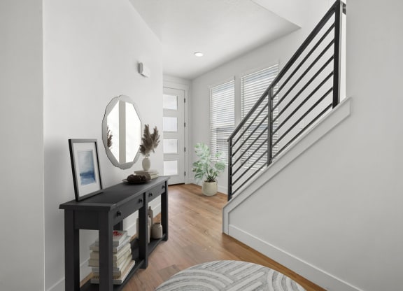 entry staircase at Crestview at Highland townhomes in Highland, UT