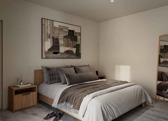interior photo with digital staging of Lotus Gallacher Apartments in Salt Lake City, UT with luxury apartments for rent