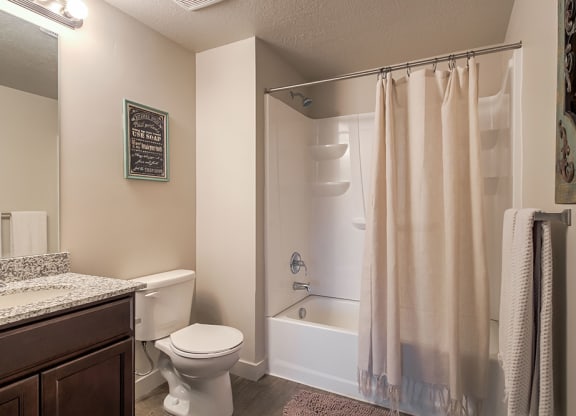 a bathroom with a shower toilet and sink