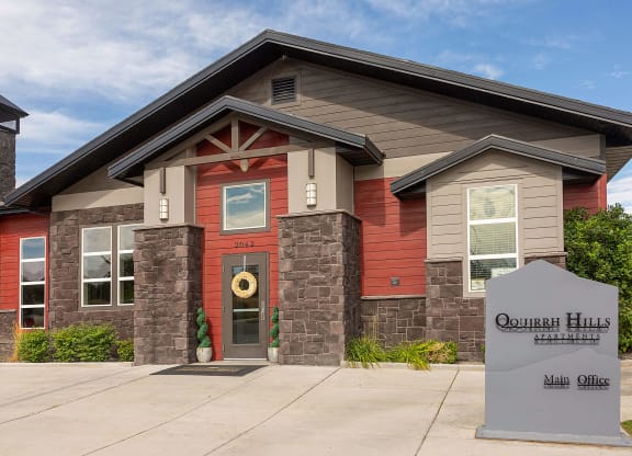 a building with a sign in front of it