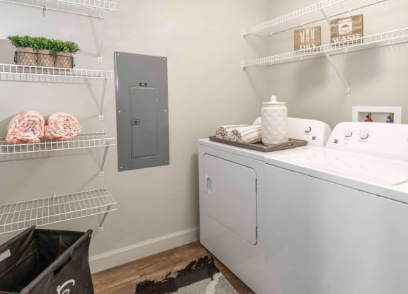 a washer and dryer in a laundry room