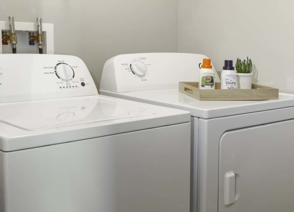 a washer and dryer in a laundry room