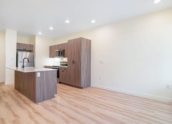 an empty kitchen 