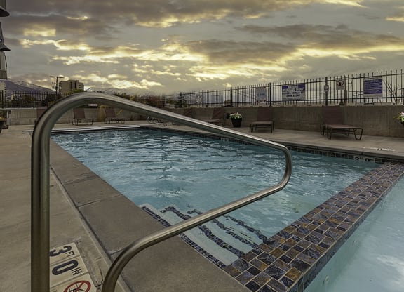 photo of the swimming pool and hot tub at The Lotus Apartments in Downtown Salt Lake City, Utah