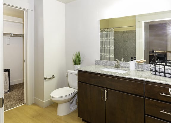 bathroom with a closet from The Lotus Apartments in Downtown Salt Lake City, Utah
