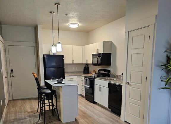 kitchen and bar stools from The Lotus Apartments in Downtown Salt Lake City, Utah