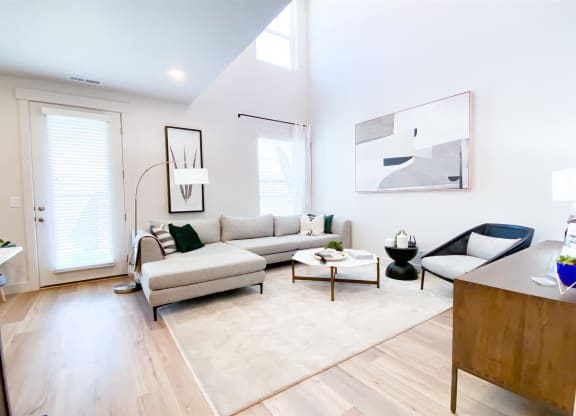 living room at Crestview at Highland townhomes in Highland, UT