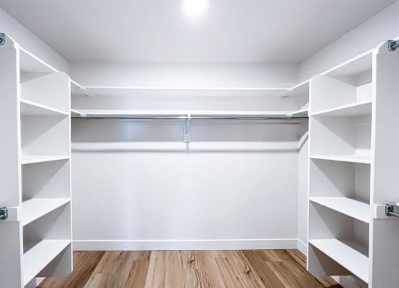 walk in closet at Crestview at Highland townhomes in Highland, UT