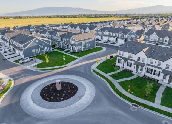 aerial community photo of Crestview at Highland townhomes in Highland, UT