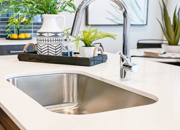 kitchen island sink at Crestview at Highland townhomes in Highland, UT