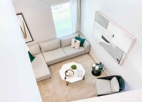 living room at Crestview at Highland townhomes in Highland, UT