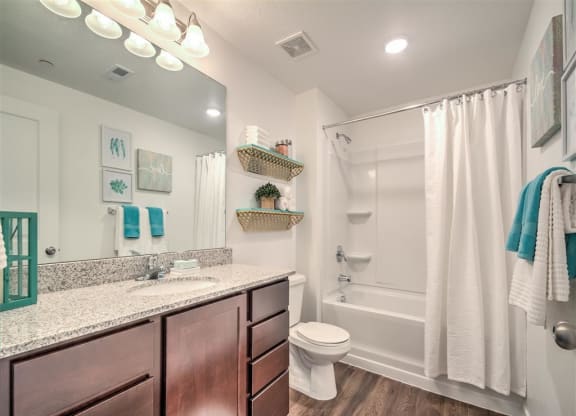 a bathroom with a shower, toilet and sink at Aderra in Roy, Utah