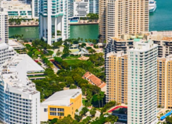 an aerial view of the city of miami