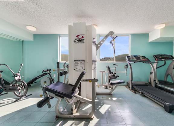 a gym with a lot of exercise equipment