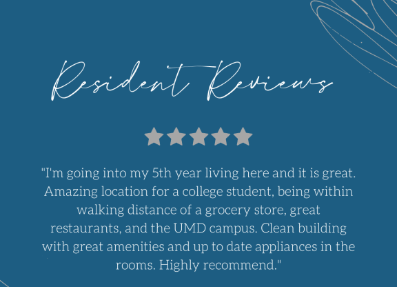 a quote on a blue background with blue lines at Bluestone Lofts, Minnesota, 55803