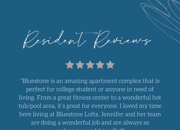a quote on a blue background with blue lines at Bluestone Lofts, Duluth, Minnesota