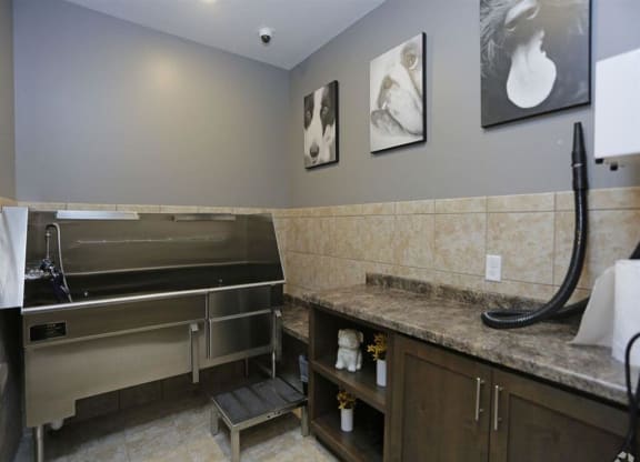 a bathroom with a sink and a stove in it at Arbor Ridge, Forest Lake, MN, 55025