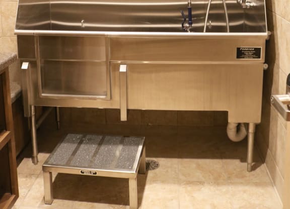 a stainless steel tub in a pet spa  at Timber Ridge, Forest Lake, MN, 55025