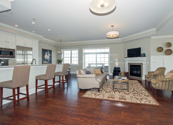 a living room with a couch and a table