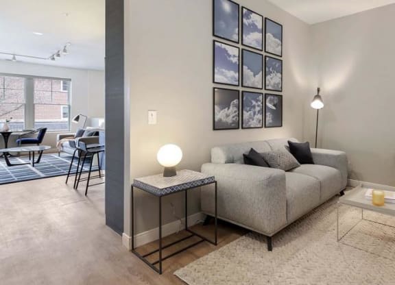 a living room with a couch and a table at Clarendon Hills 229, Illinois