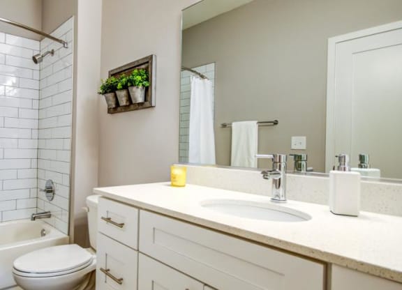 a bathroom with a sink toilet and a shower at Barrington 101, Barrington, 60010