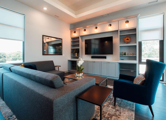 a living room with a couch and a tv at Barrington 101, Illinois