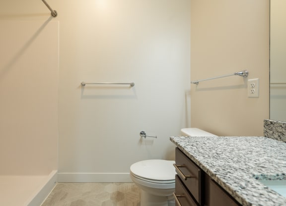 a bathroom with a toilet and a bathtub