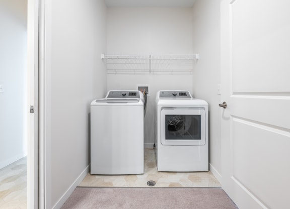 a washer and dryer in a laundry room