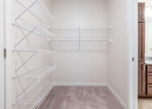 a walk in closet in a 555 waverly unit