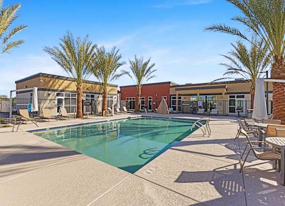 the swimming pool at our apartments in palm springs at Agave House Apartments, Casa Grande, AZ