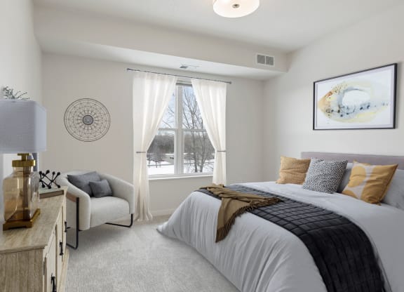 an example of a bedroom with a bed and a window