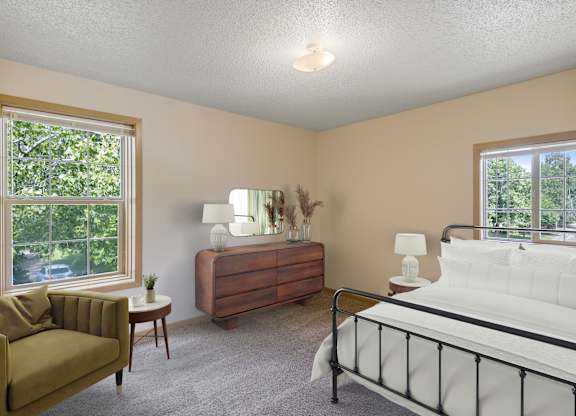 Bedroom with a bed at Ames Lake Neighborhood Apartments, St. Paul, 55106