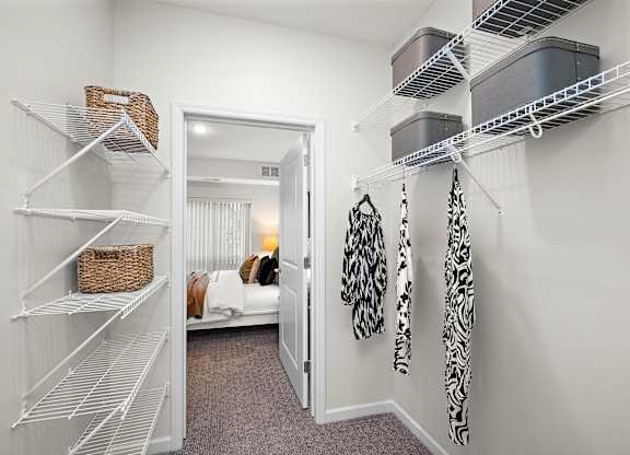 spacious walk in closets in all bedrooms at The Landing at Amber Fields Apartments, Rosemount, MN, 55068