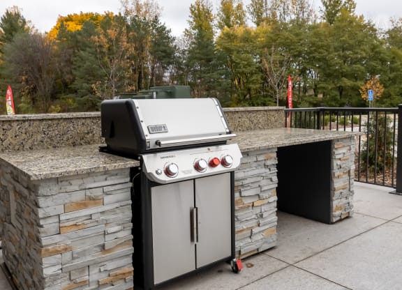 grill in outdoor patio area