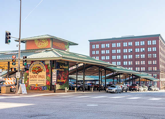a gas station on the corner of a city street