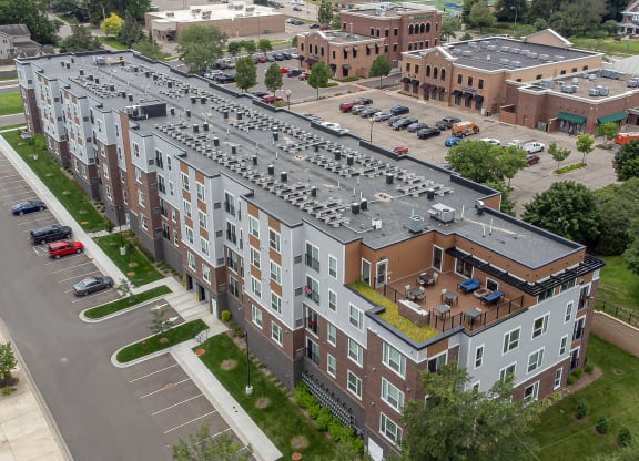 an aerial view of an apartment building at The Quill 55+ Apartments, Hastings, Minnesota