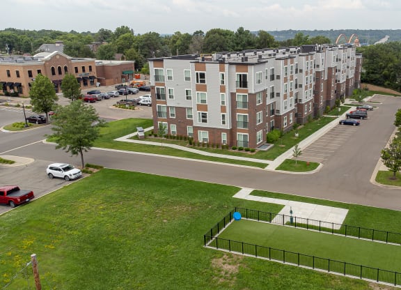 Aerial Courtyard View at The Quill 55+ Apartments, Hastings, MN