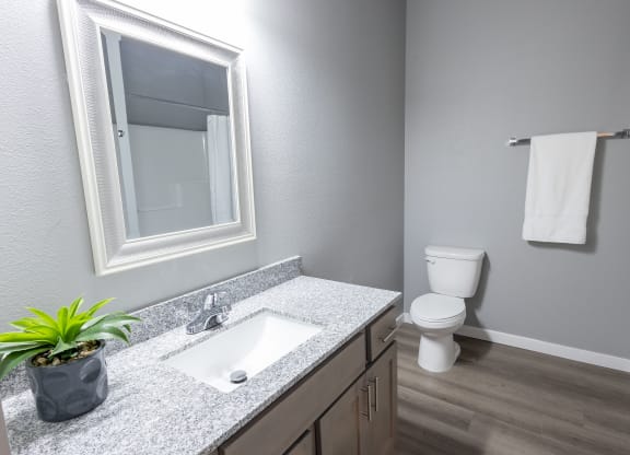 a bathroom with a sink and a toilet at Technology Park Apartments, Rochester, MN, 55901