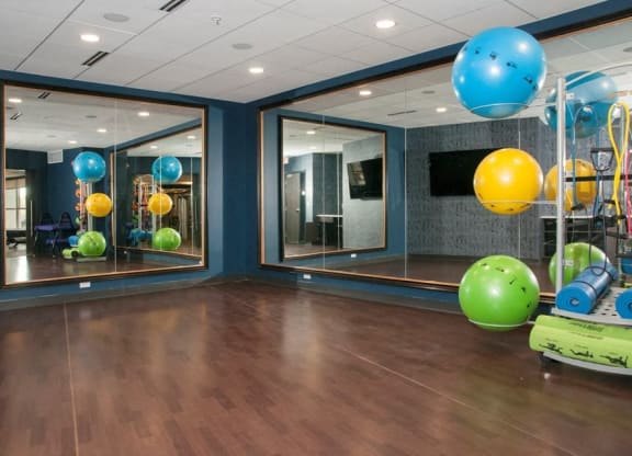 Fitness Center With Yoga/Stretch Area Residences at 1700 in Minnetonka, MN 55305